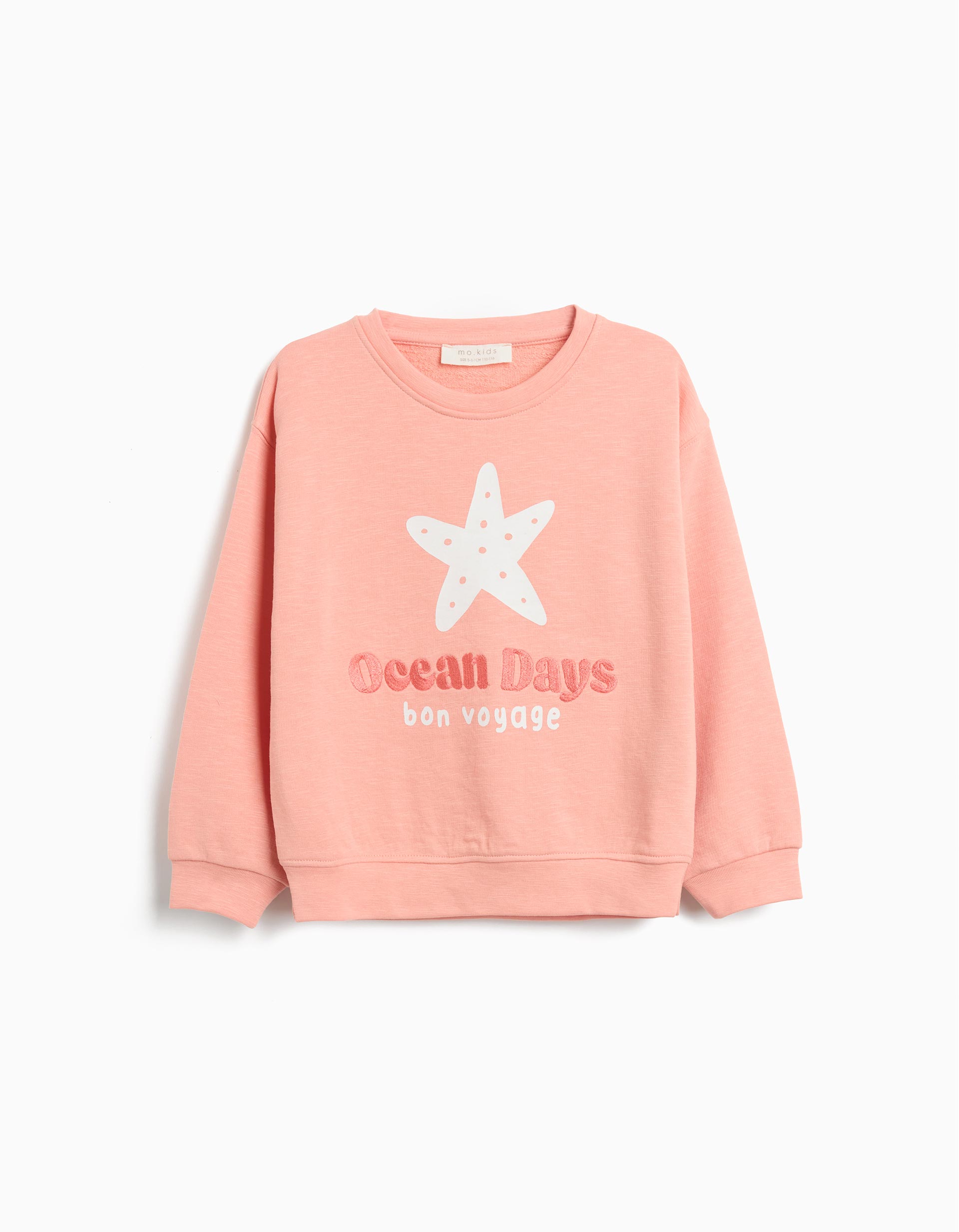 Sweatshirt de Felpa Estampado, Menina, Salmão