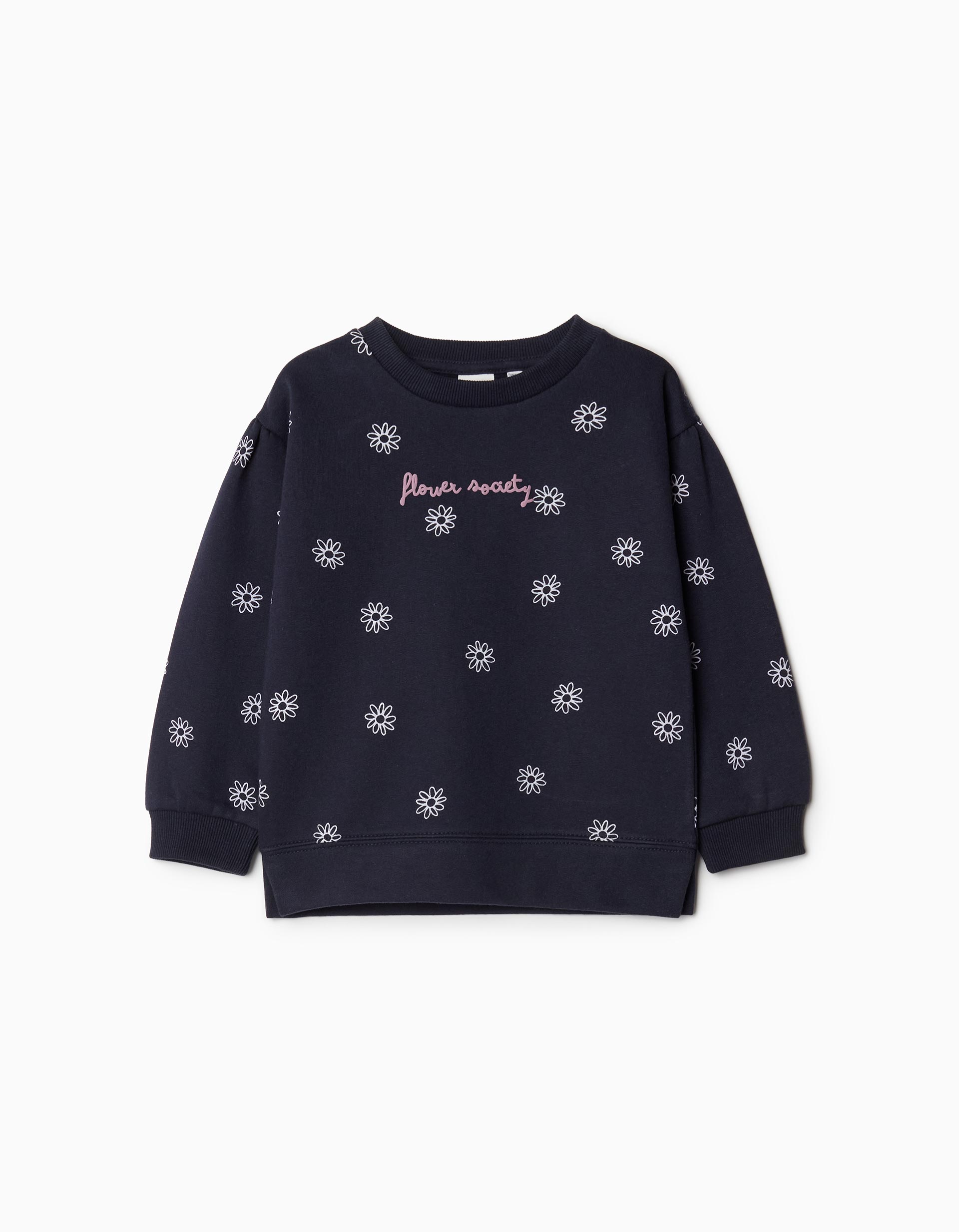 Sweatshirt de Felpa Estampada, Menina, Azul Escuro