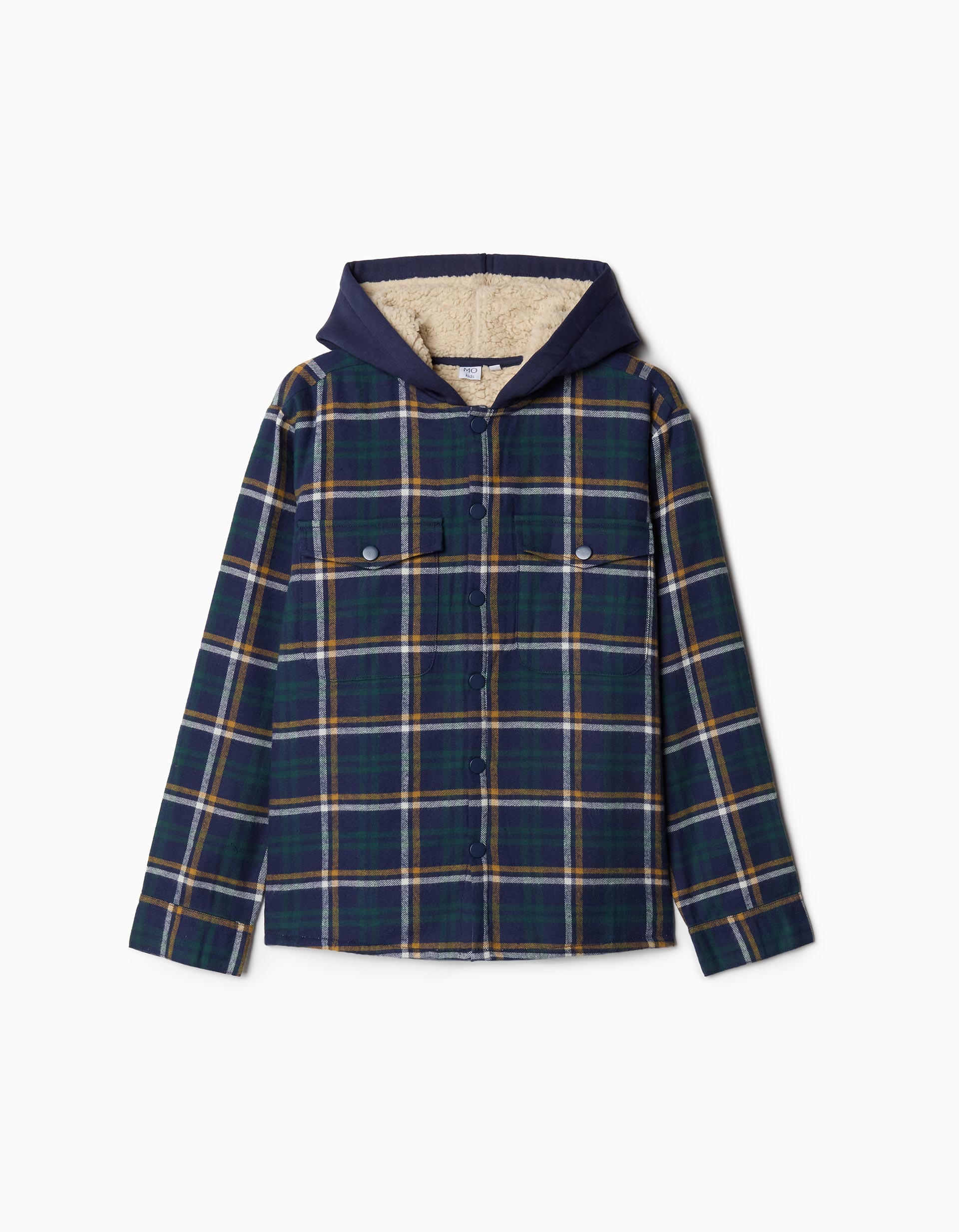 Sobrecamisa Capuz Xadrez, Menino, Azul Escuro