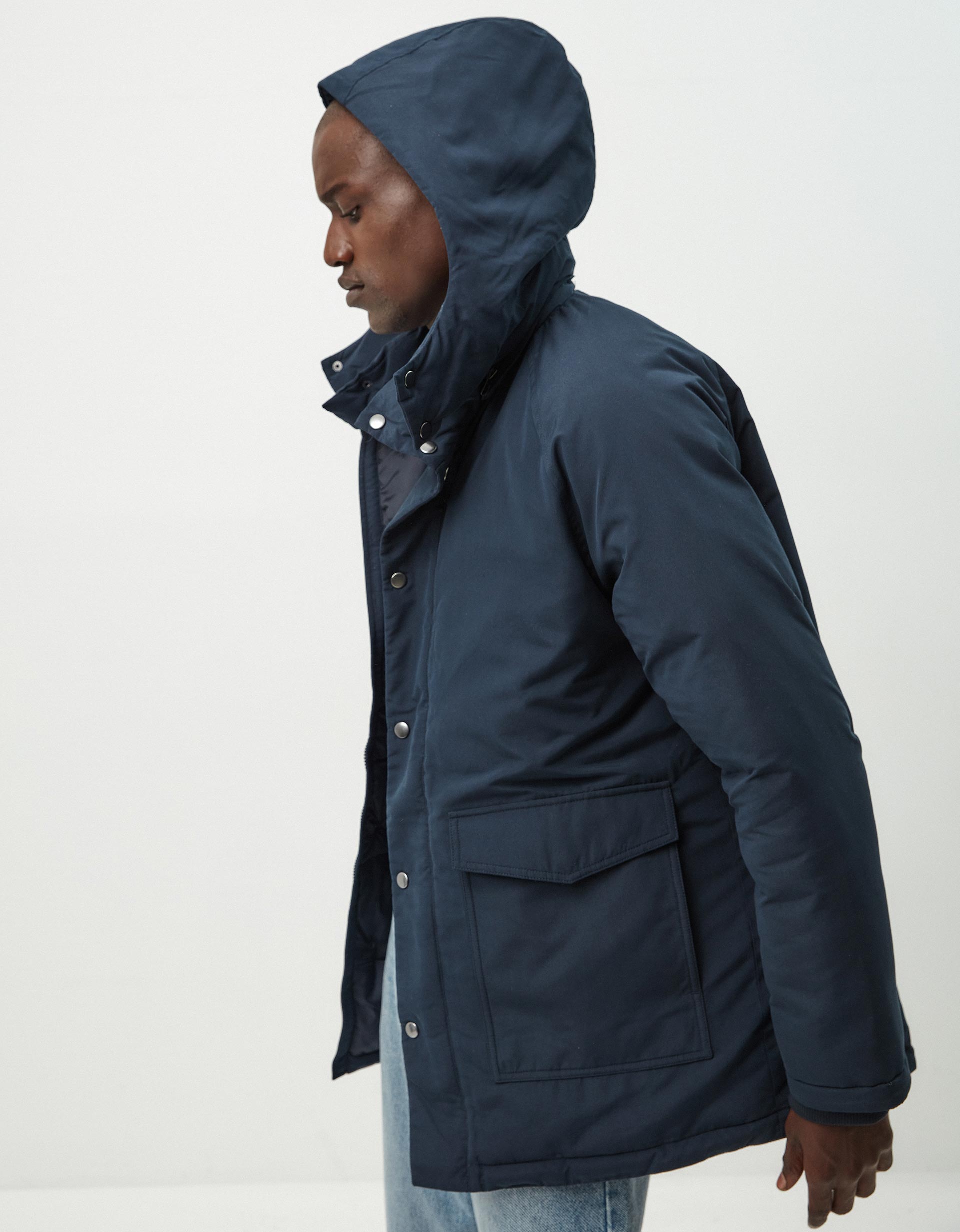 Parka Acolchoada Capuz, Homem, Azul Escuro 