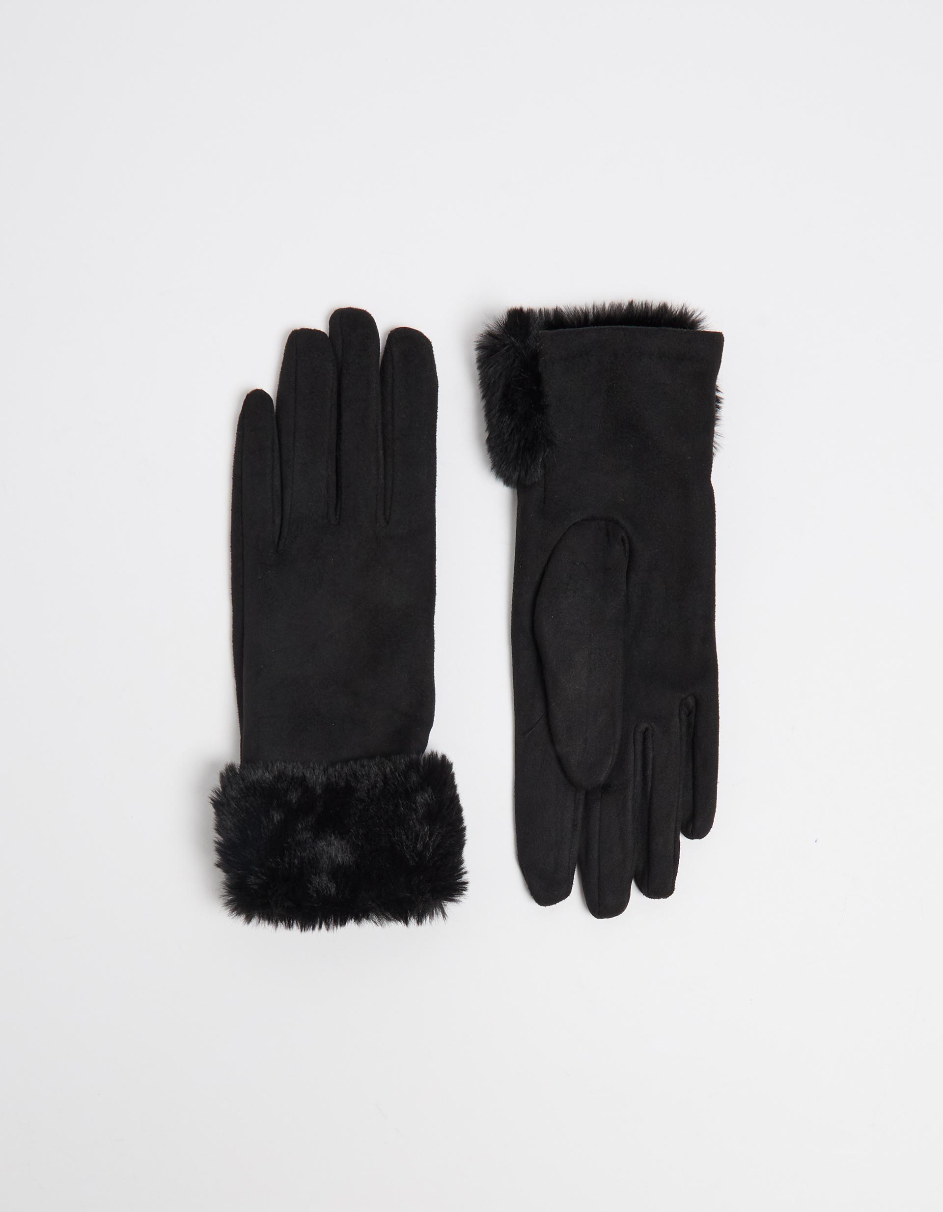 Luvas Detalhe Pelo Sintético, Mulher, Preto