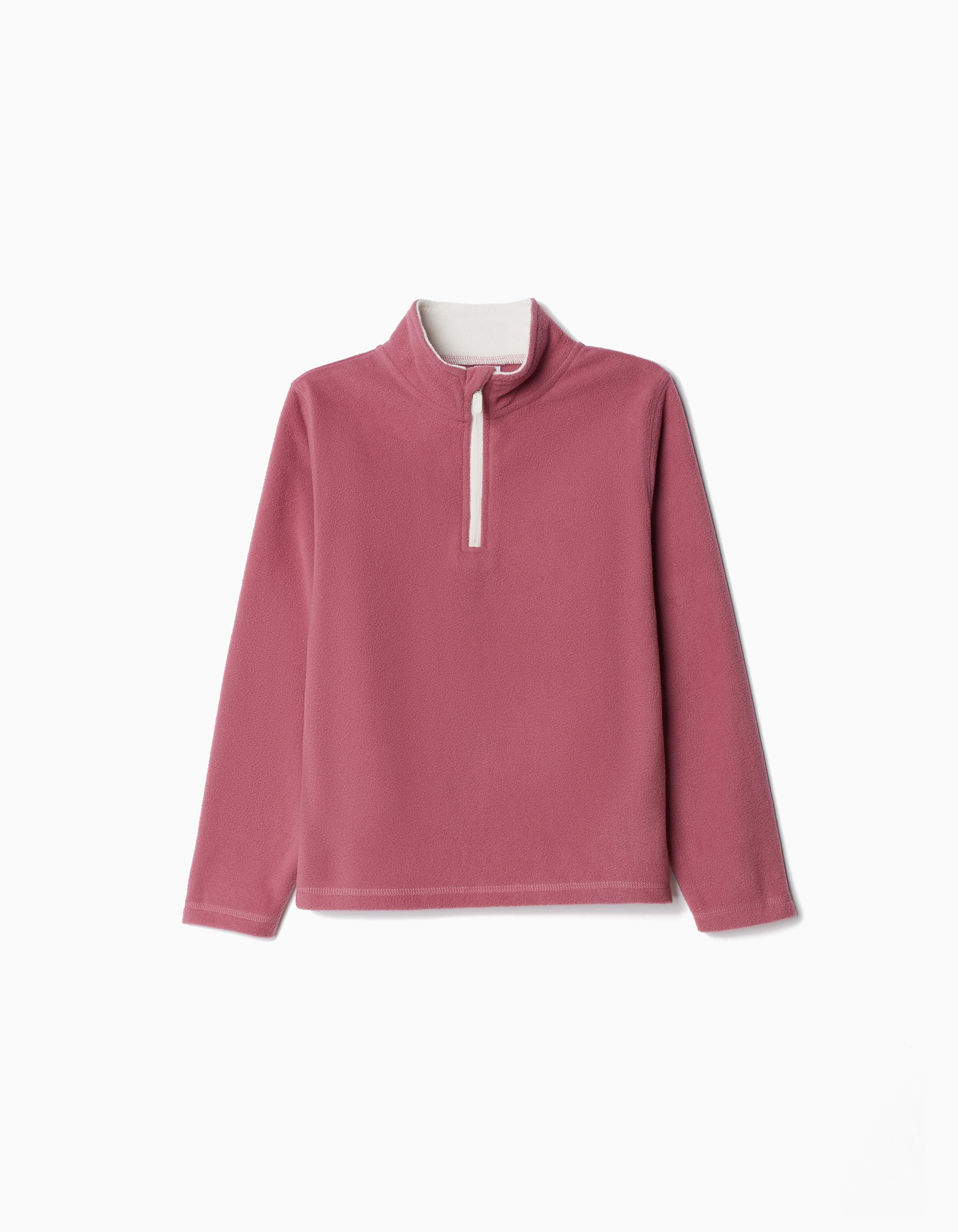 Sweatshirt Polar Fecho de Correr, Menina, Rosa Escuro