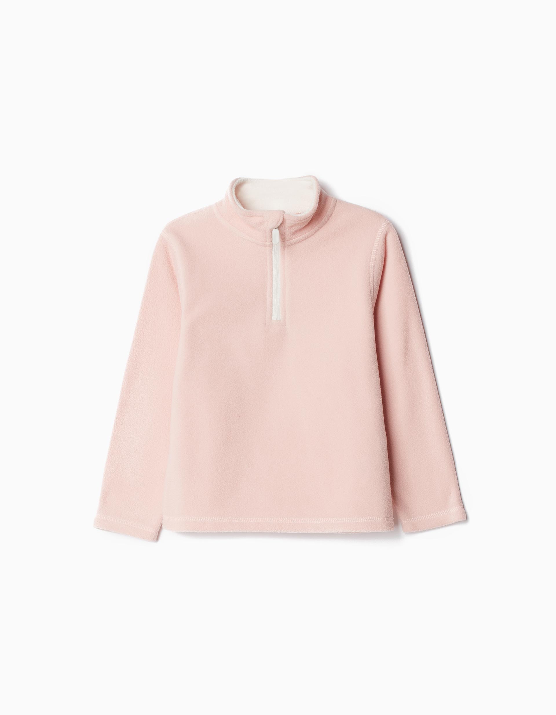 Sweatshirt Polar Fecho de Correr, Menina, Rosa
