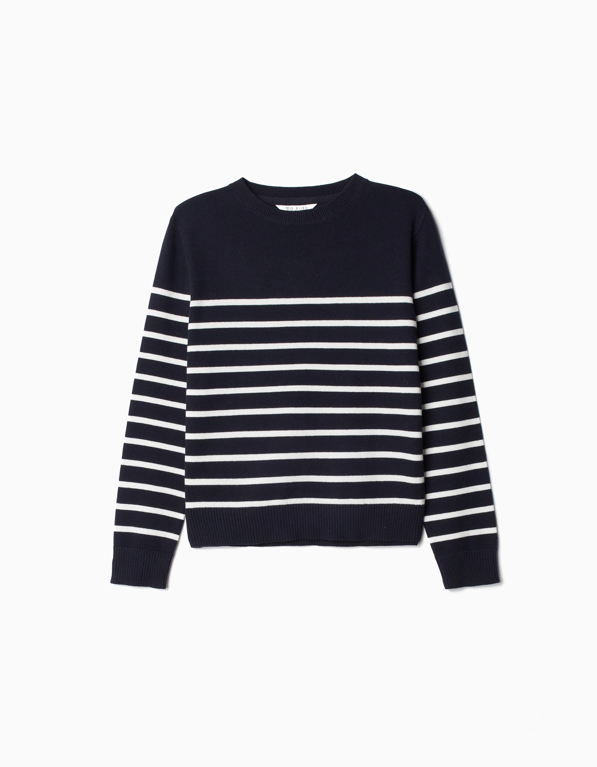 Camisola de Malha Riscas, Menina, Azul Escuro
