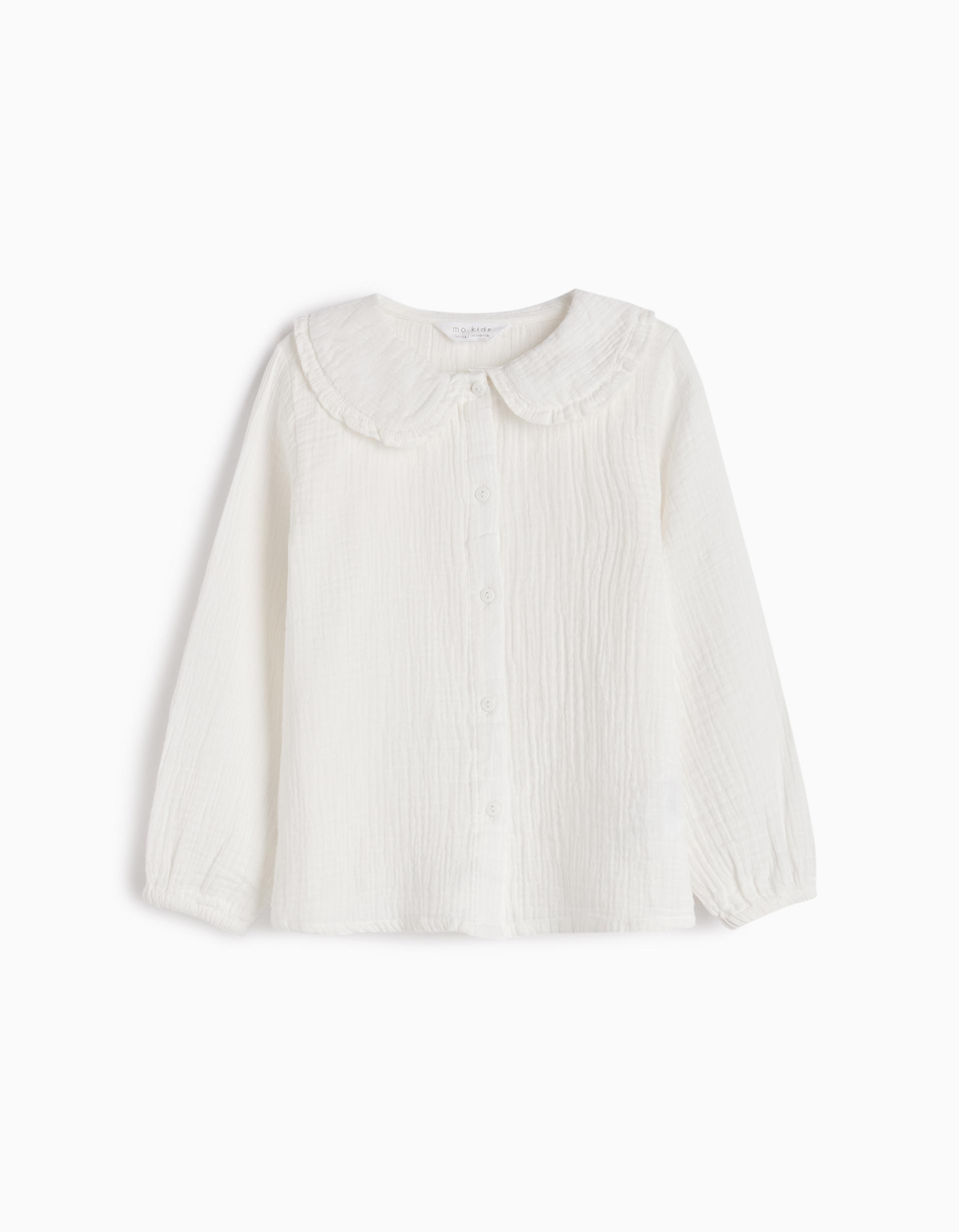 Blusa com Gola, Menina, Branco