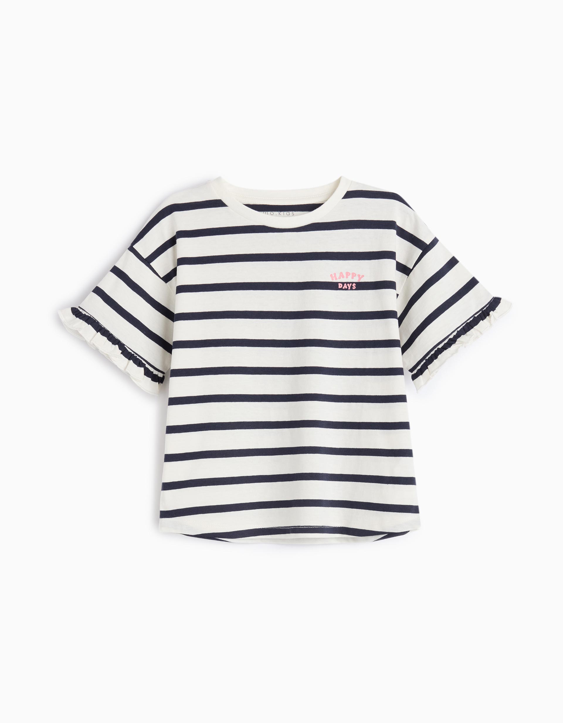 T-shirt Riscas, Menina, Azul Escuro