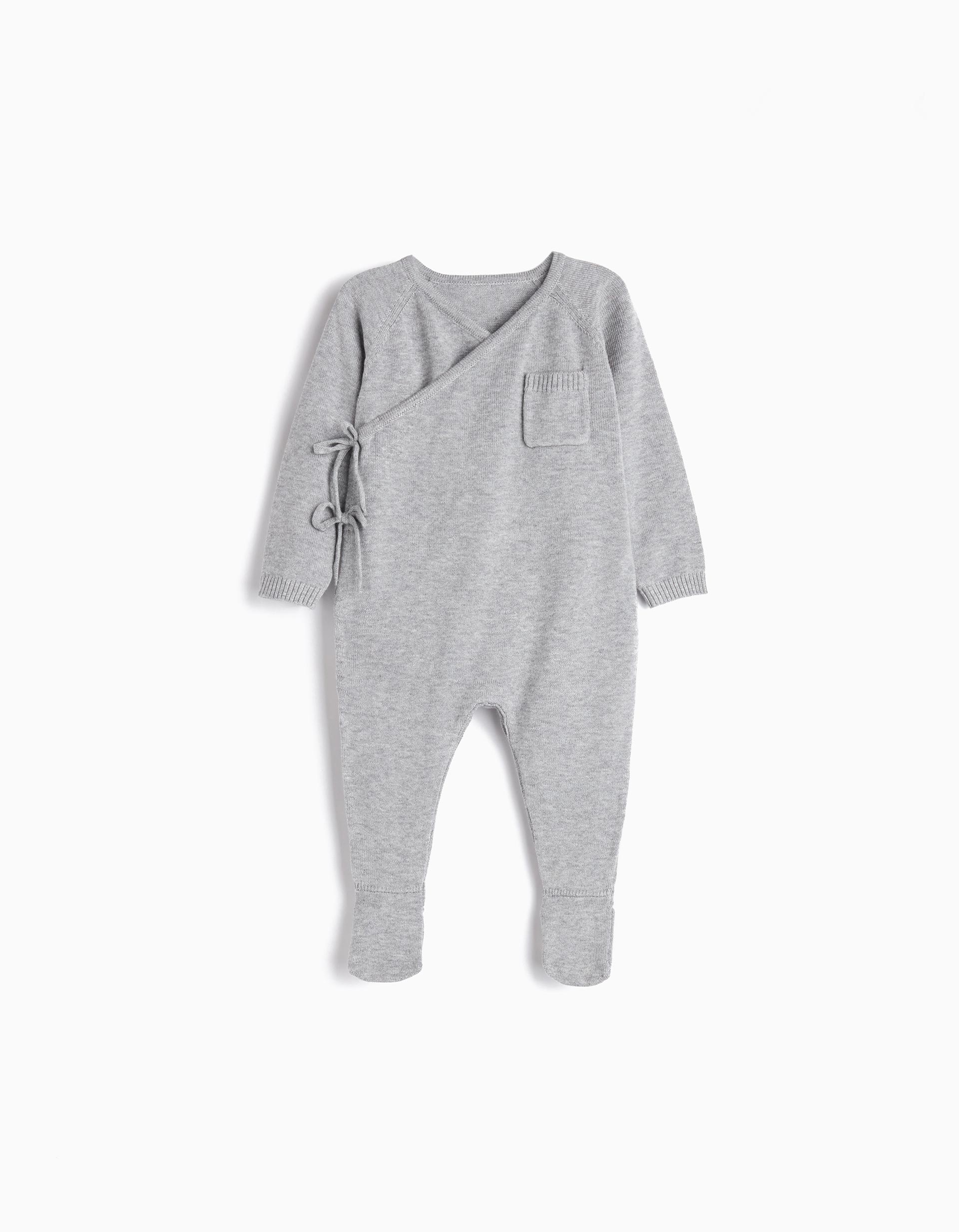 Babygrow Malha, Recém-nascido, Cinzento Claro